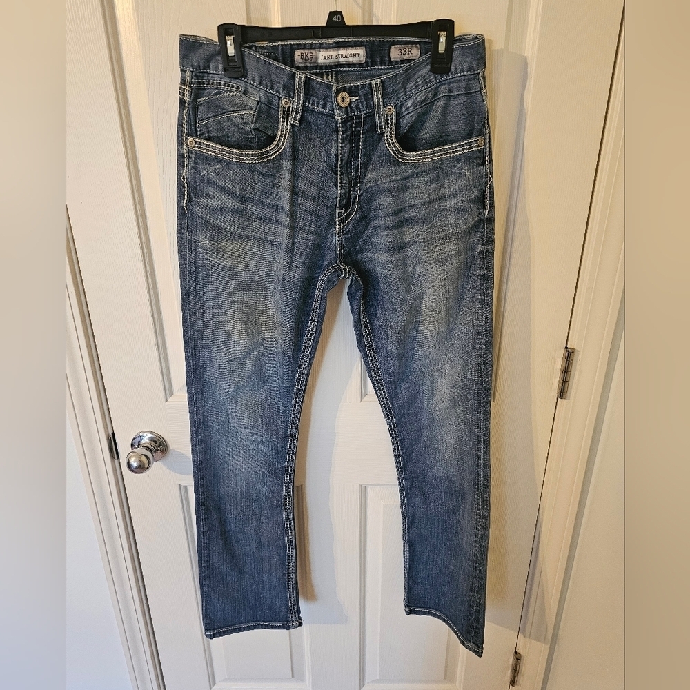 BKE Buckle Jake Straight Leg Blue Denim Jeans Men's Size 33 Regular